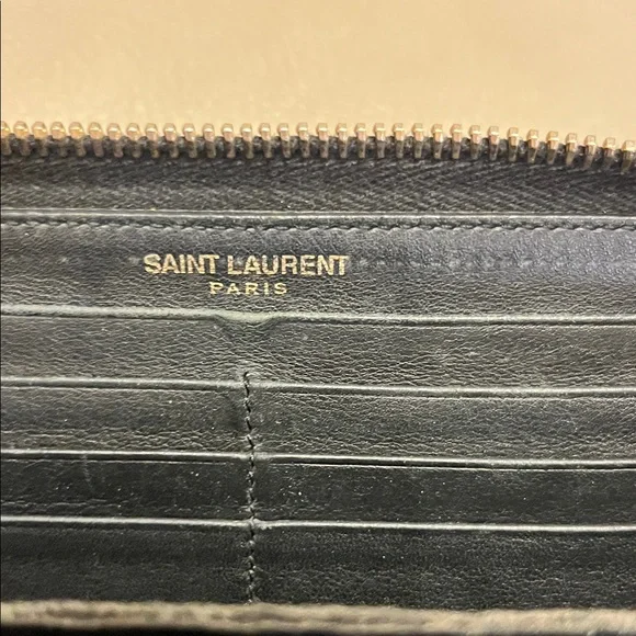 YSL Black Leather Wallet with Gold Accents - Picture 4 of 14